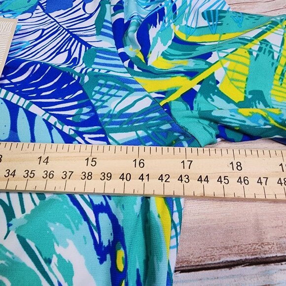 Pappagallo Women's Small Tropical Leaf Print Dress Flutter Sleeve Stretch New - Picture 7 of 7